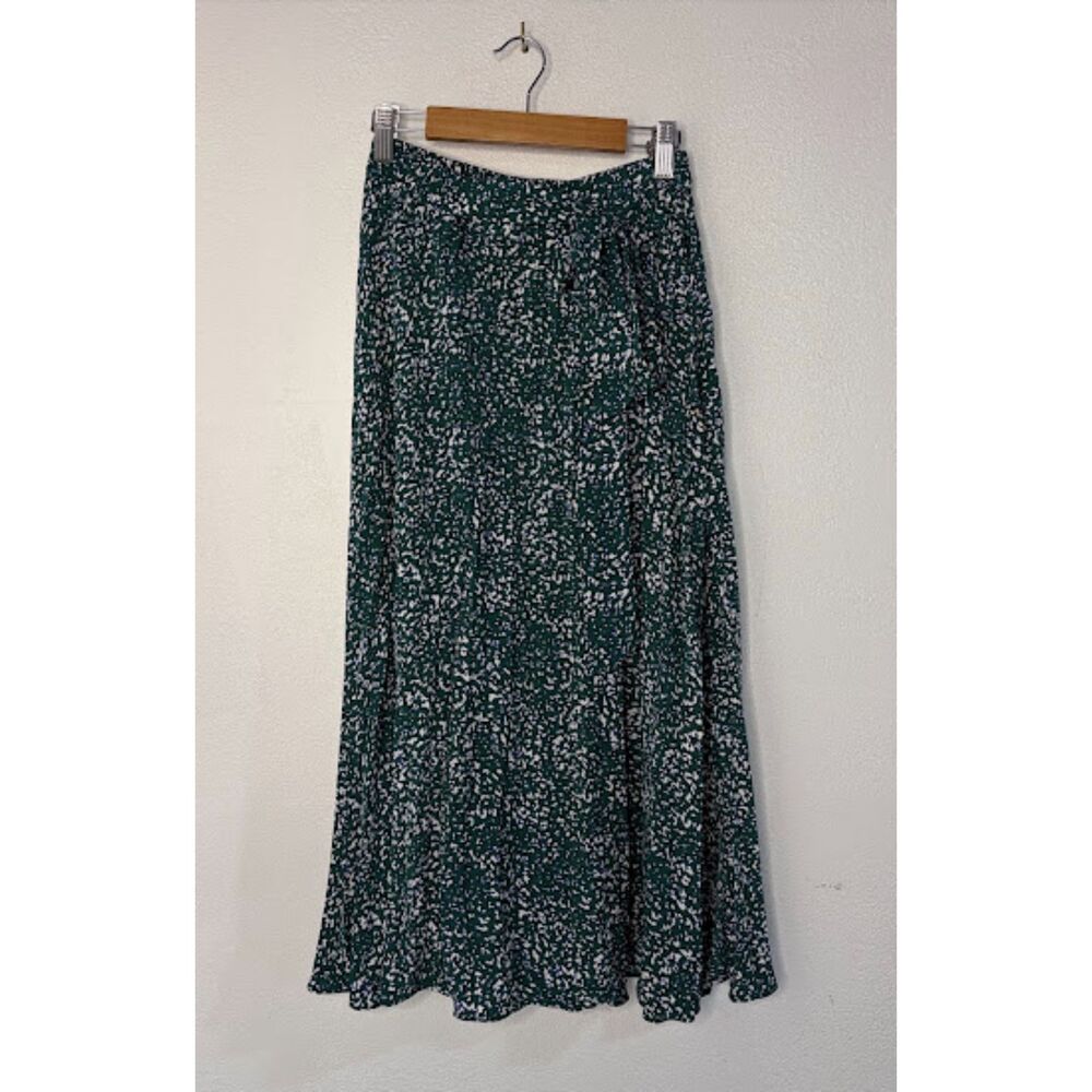 Skies Are Blue Green Floral Midi Skirt Size Large